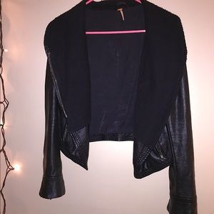 Free People- Black Faux Leather Motocycle Jacket